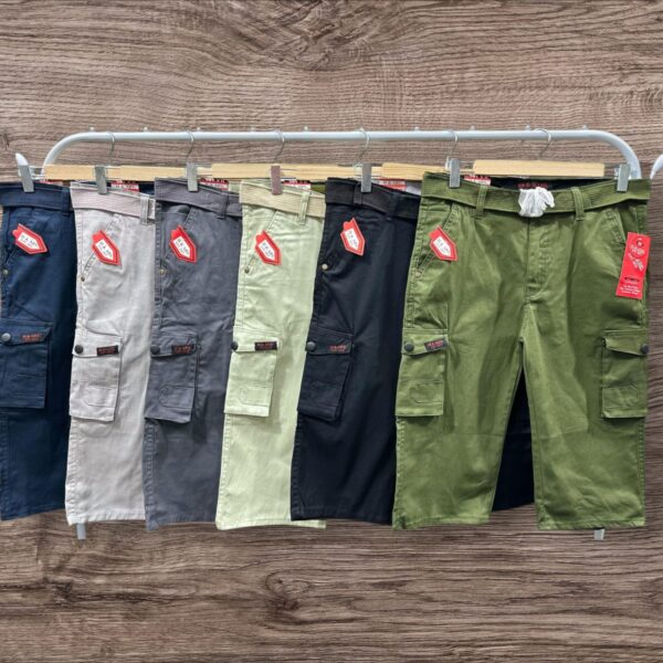 Rs235 cotton capri six pocket shorts h/p with belt
